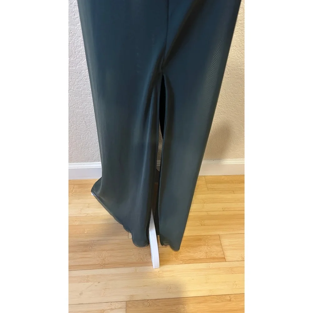 Silence + Noise Maxi Dress Sz L Green Mesh Long Sleeve Sheer Forest Fairy Goth